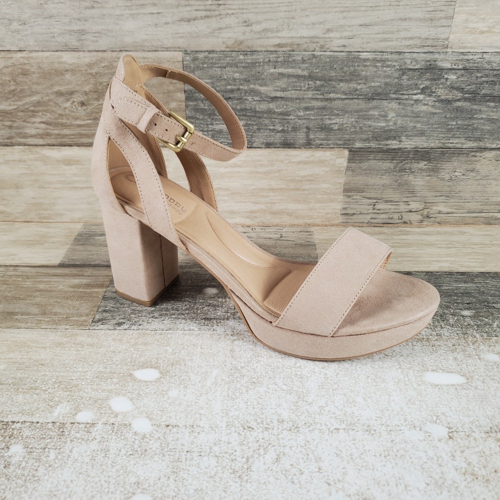 CL by Laundry Go On 2 Womens Dress Heeled Sandal Sz 9.5 Beige Adjustable Strap